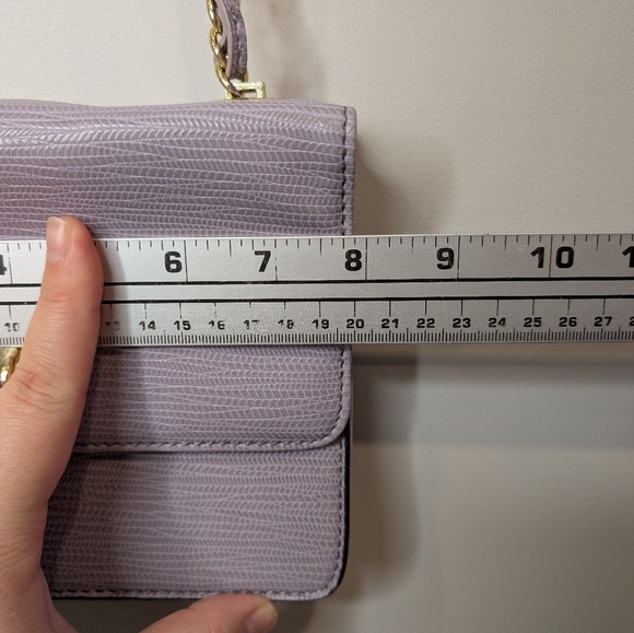 Anne Klein Lavender Textured Crossbody Bag Gold Chain Medallion - Picture 12 of 14